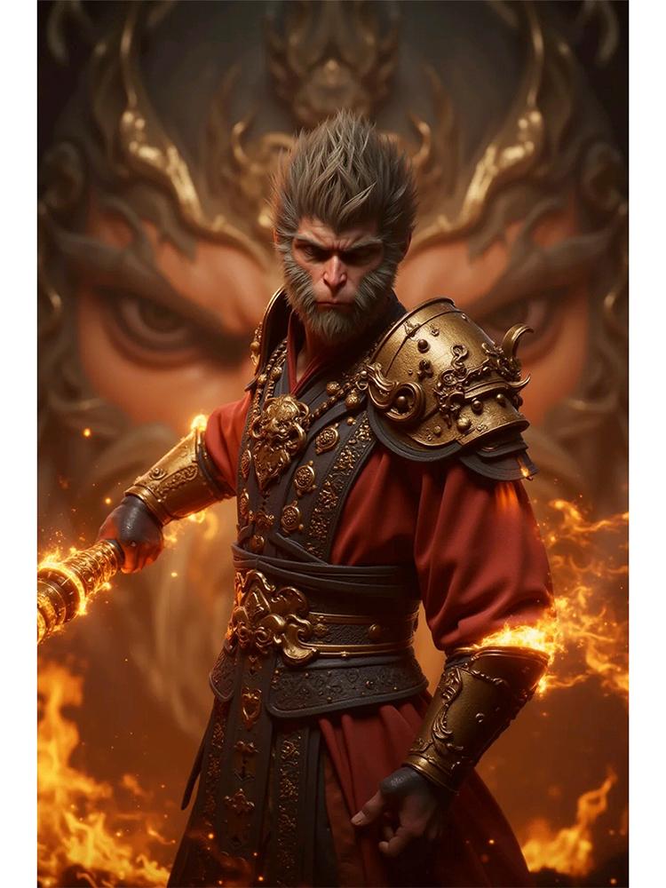 Diamant-Kunst-Malerei 5D DIY Black Myth Wukong beliebtes Spiel Diamant-Mosaik-Stickerei chinesische Mythologie Charakter Kreuzstich