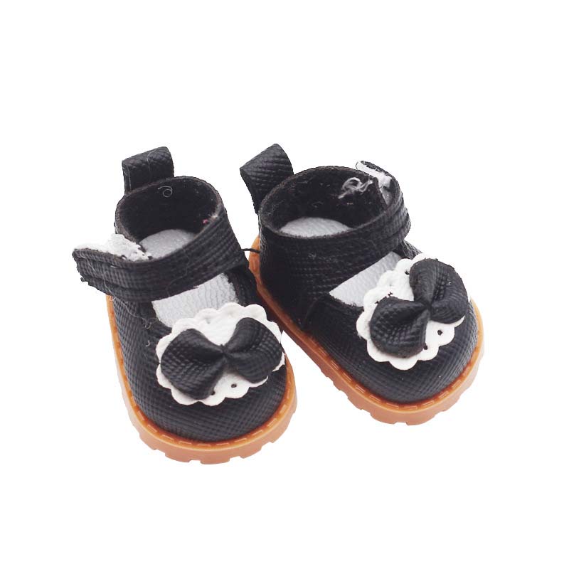 1 pair Mini DollS Shoes White Pink Bow Shoes for 10cm Cotton Doll Shoes Accessories Princess Small Leather Shoes DIY Doll Toy