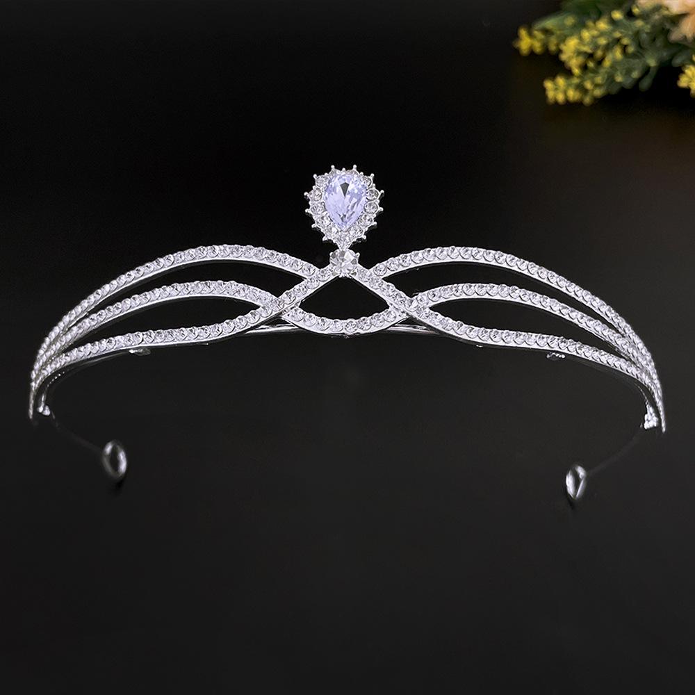 

Korean Handmade Diamond Alloy Bridal Crown Retro Style Golden Shape Wedding Headdress Crown Birthday Headwear