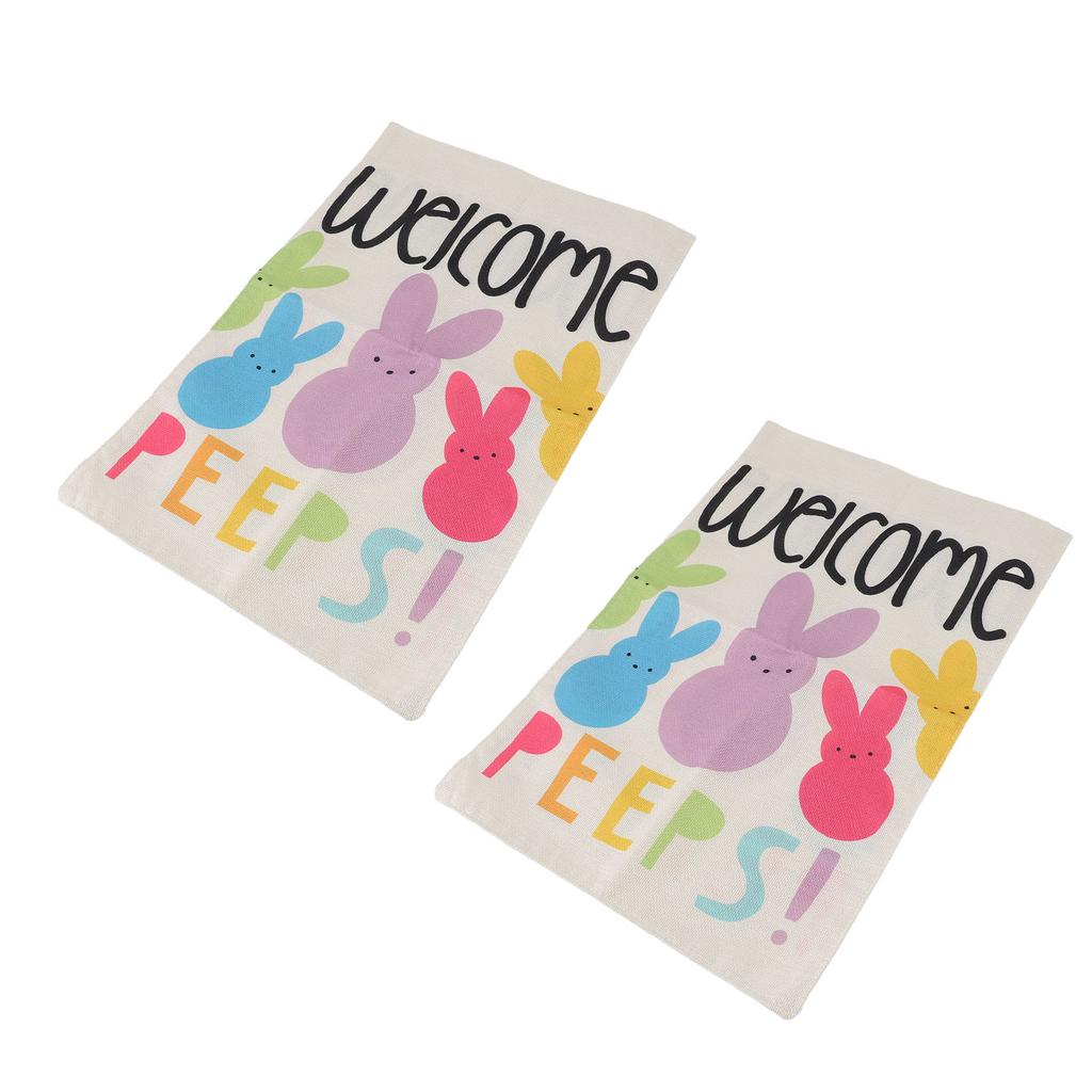2Pcs Easter Garden Flag Polyester Weatherproof 2 Sided Decorative Bunny Yard Flag for Patio Terrace