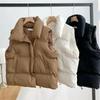 Women Fashion Autumn Stand Collar Elegant Down Coats Warm Outerwear Casual Belt Sleeveless Winter Vests Jackets