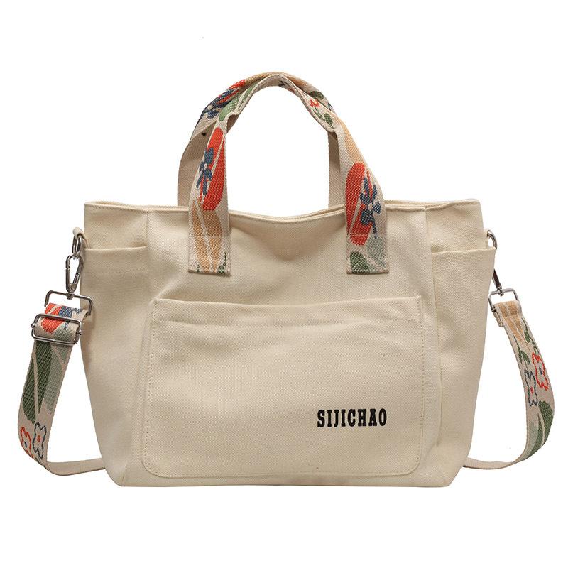 Fashion Versatile Messenger Bag 2025 New Light and Simple Commuter Messenger Bag Women's Canvas Student Class Shoulder Bag