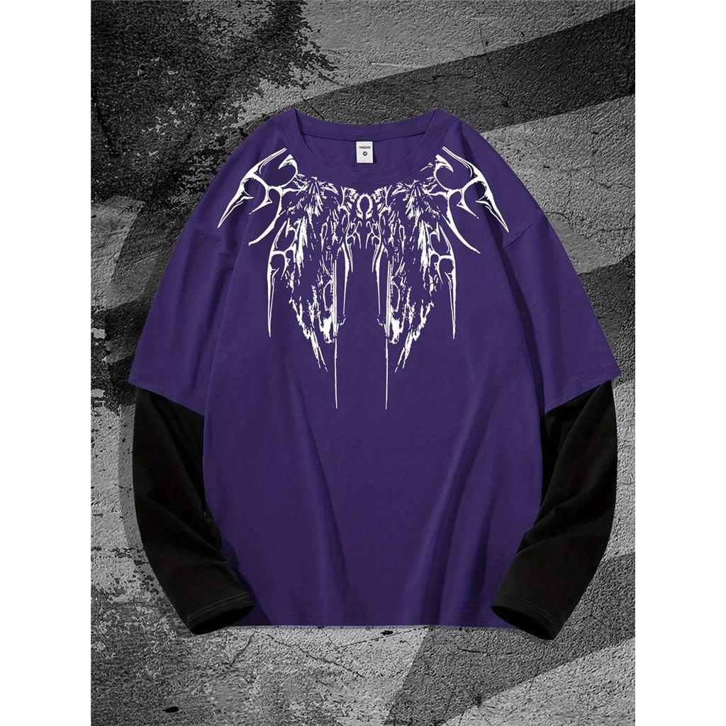 Y2K High Street Hip-Hop Dark Style Print Long-Sleeve T-Shirt, a Trendy Casual Style for Everyday Wear, Perfect for Street Fashion Enthusiasts