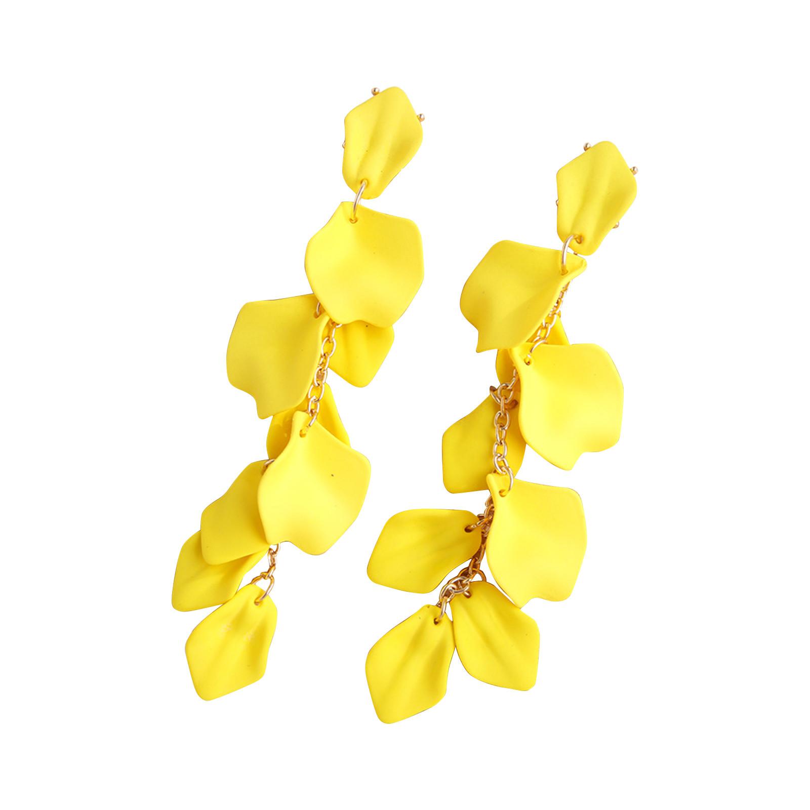 

Длинные акриловые серьги в виде лепестков роз, висячие серьги в виде преувеличенных цветов, серьги-капли с цветочными кисточками для женщин One Size жёлтый