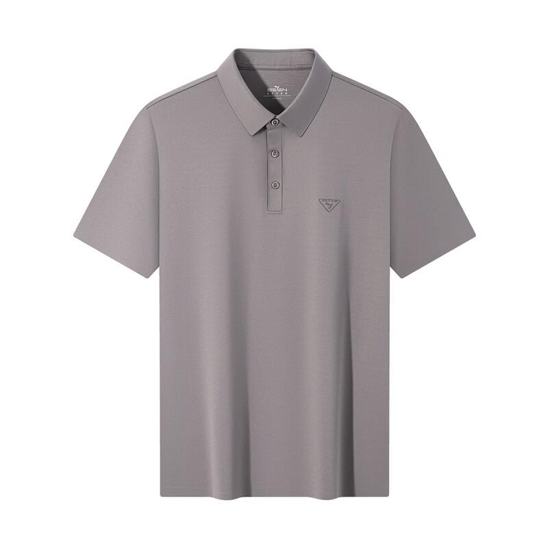 SEVEN Men's Seamless Mulberry Silk Blend Short Sleeve Polo Shirt