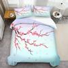 Red Cherry Blossoms 3D Printed Quilt Cover Rustic Floral Style Polyester Duvet Cover Soft Comfortable Bedding Set Pillowcases
