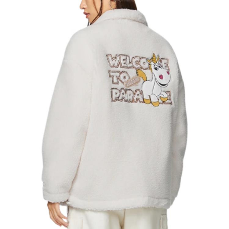Li Ning X Pixar Collaboration Disney Toy Story Series Cartoon Pattern Embroidered Loose Stand Collar Casual Knit Jacket Sherpa Coat AFDSC58-2