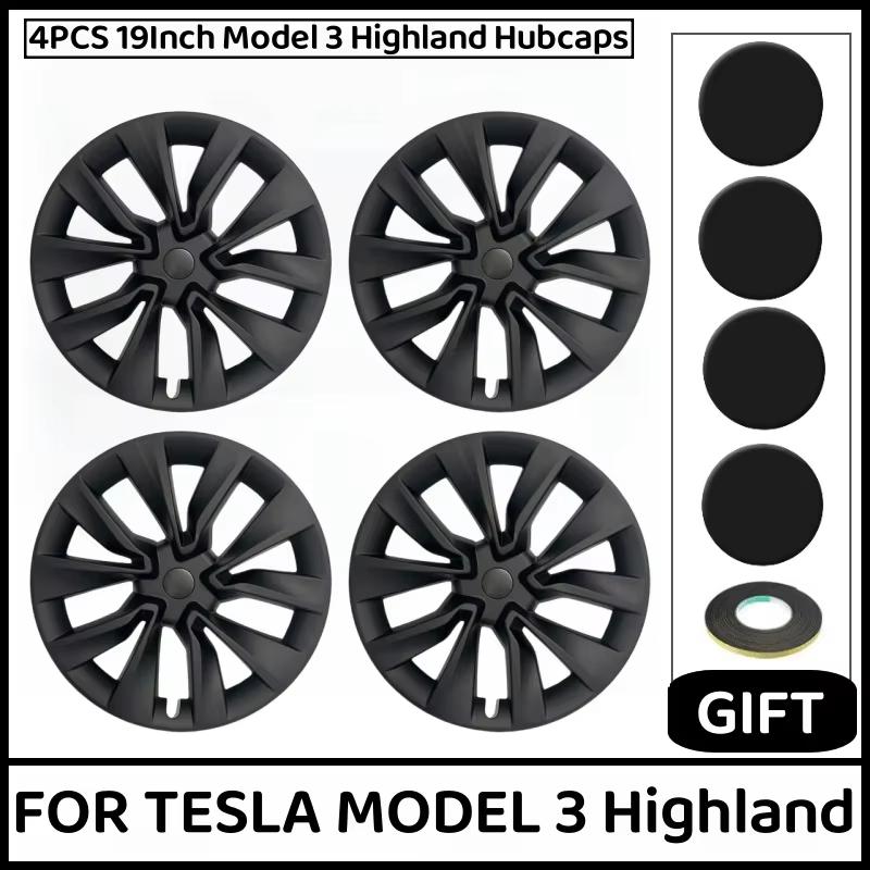 For Tesla Model 3 Highland 2026 2025 4PCS Wheel Covers Hubcaps, 19 Inch,Gloss Black Aero Covers, Accessories Upgrade Replacement Tesla Model 3&19-inch&Highland 2024-2026 матовый черный