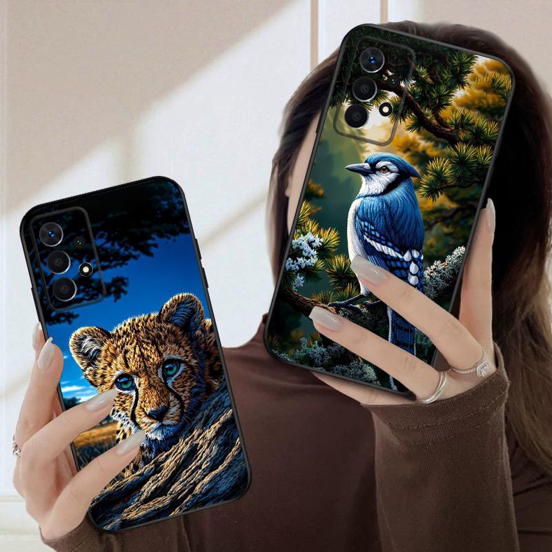 Cute Tiger and Bird For Samsung A03 Core A04 05 06 12 14 15 16 22 23 Galaxy 25 26 4G 34 35 52 53 56 71 73 90 5G Soft Phone Case