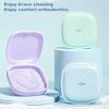 Retainer Case Portable Mouth Guard Box Oral Cleaning False Teeth Denture Storage Box Teeth Aligner Braces Box With Lanyard