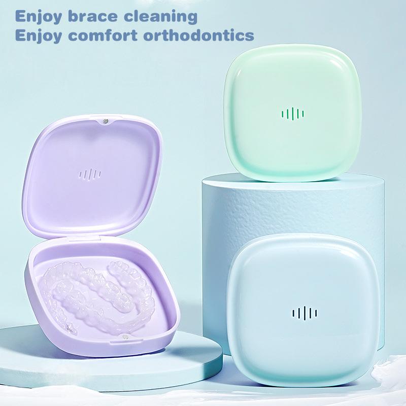 Retainer Case Portable Mouth Guard Box Oral Cleaning False Teeth Denture Storage Box Teeth Aligner Braces Box With Lanyard