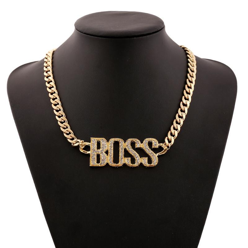 Fashionable Rhinestone Decorated Metal Letter Women Necklace For Fashion Enthusiasts