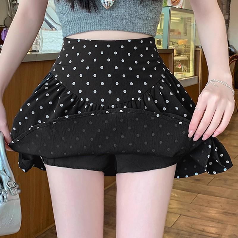 Women's High-Waist Polka Dot A-Line Cake Skirt – Summer 2025 Style, Fluffy & Short