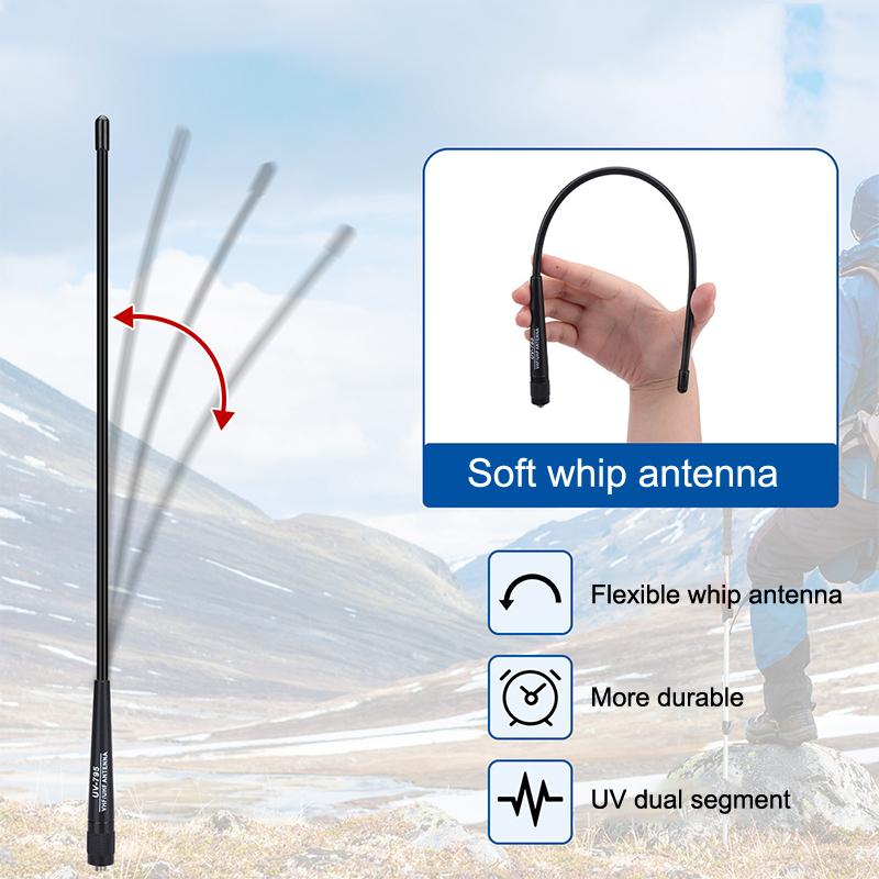 Ar-795 Sma-F Female Dual Band Vhf/Uhf 136-174Mhz/400-520Mhz Soft Antenna Ar-795 For Uv-5R Uv-82 Bf-888S Walkie Talkie Ar-795