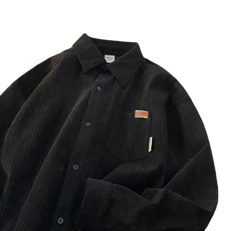 Autumn And Winter Corduroy Jacket Men's Ins Trend Solid Color Street Versatile Casual Loose Handsome Long-sleeved Shirt For Men