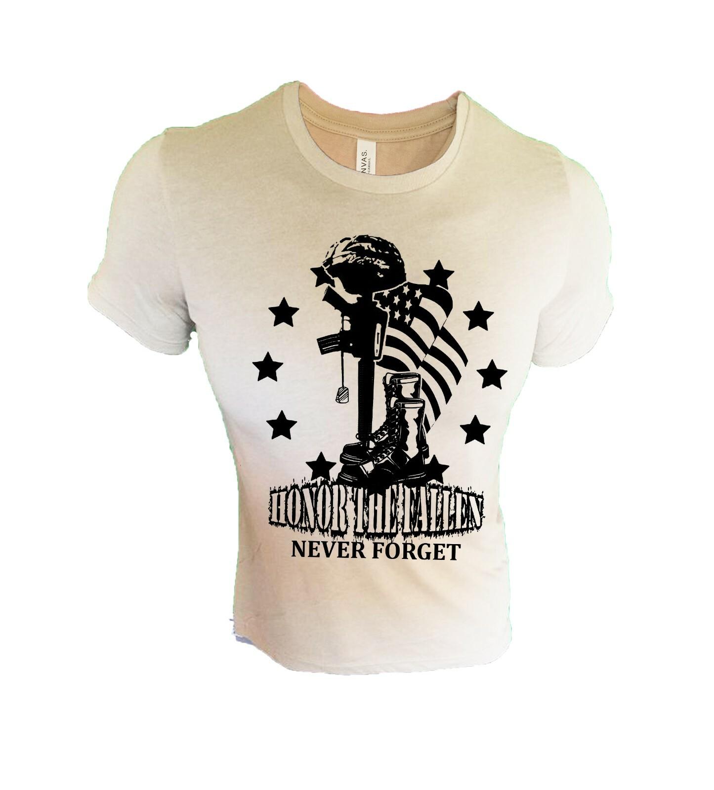 Honor the Fallen T-shirt Veterans Day Memorial Day 4th Of July Armed Forces Tee S