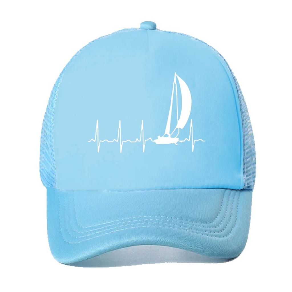 “Boné de Baseball de Tela com Design de Símbolo Náutico Vela Pulso”