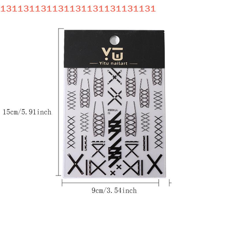 5D Simple Black White Shiny Gold Rivet X Bandage Tie Adhesive Nail Art Stickers Decals Manicure Hot Girl Unique Charms