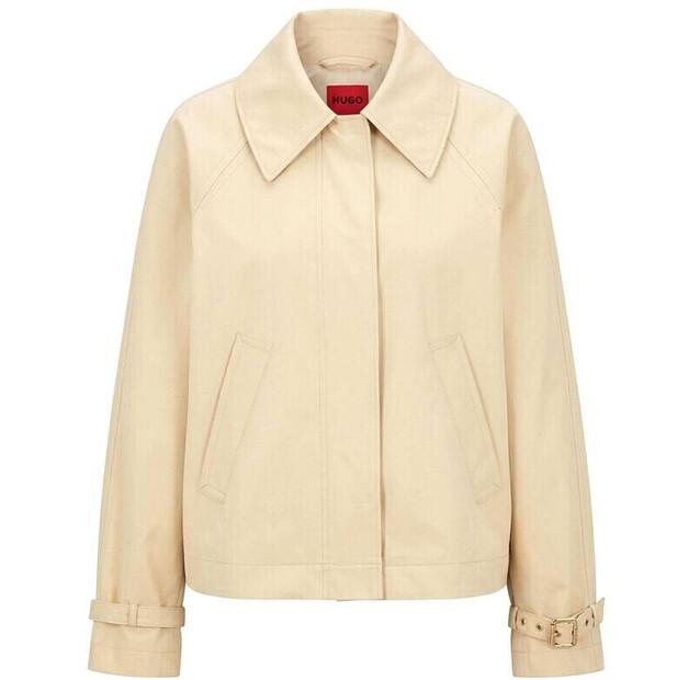 Тренчкот женский HUGO Style Amotu-1 короткий хлопковый Regular-Fit Trenchcoat 50562959 белый/бежевый