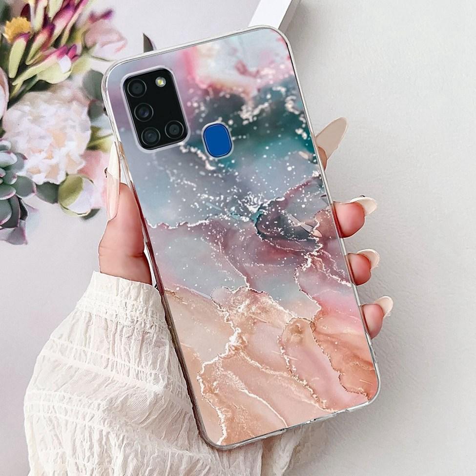 For Samsung A21s Case Cover Clear Fashion Luxury Cute Painted Back Cover For Samsung Galaxy A21s Phone Case A217F A217M A217N
