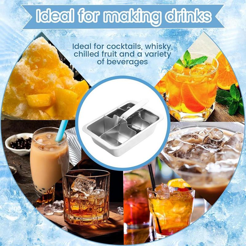6 Cavity Stainless Steel Freezer Ice Block Mold Large Cubes Easy Release Mould for Food Storage Meal Prep Beverage Making