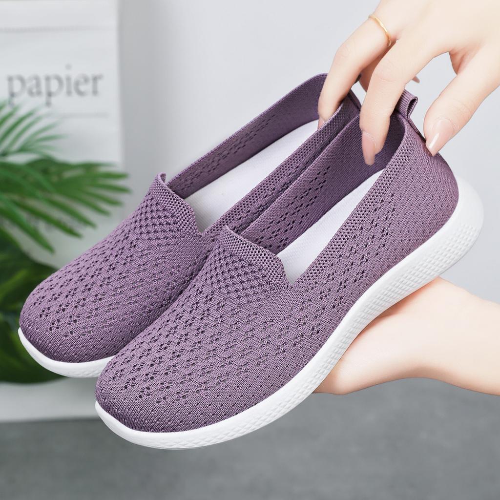 Shoes women's casual new soft-soled lightweight medium casual fly-woven breathable casual shoes women's shoes