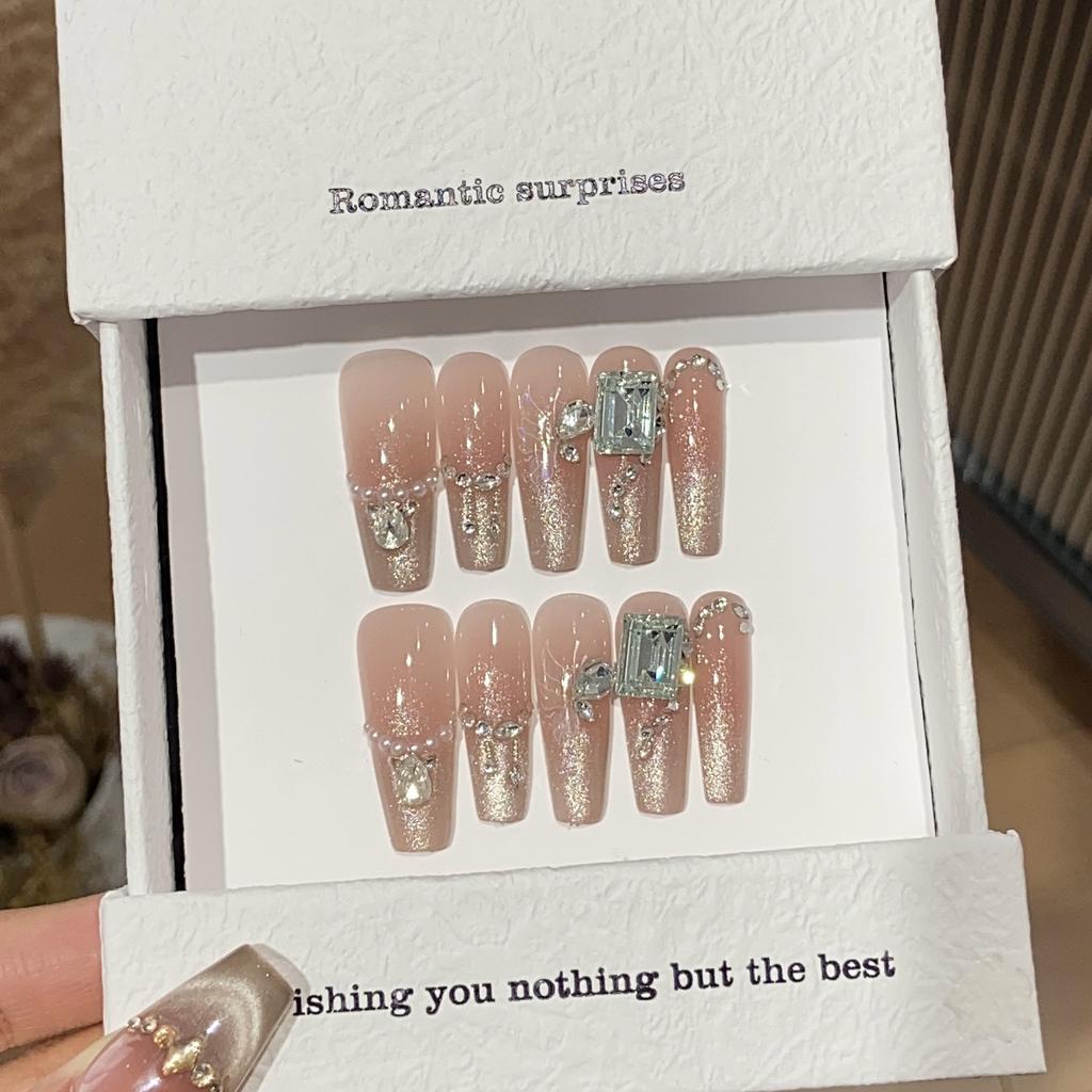 Ice-transparent Fine Flash Gradient French Pearl Pile Diamond Alloy Chain Broken Diamond Heartbeat Aesthetic Patch