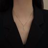 Trendy Bamboo Titanium Steel Necklace with Cat's Eye Stone – High-End, Luxurious Clavicle Chain for Women