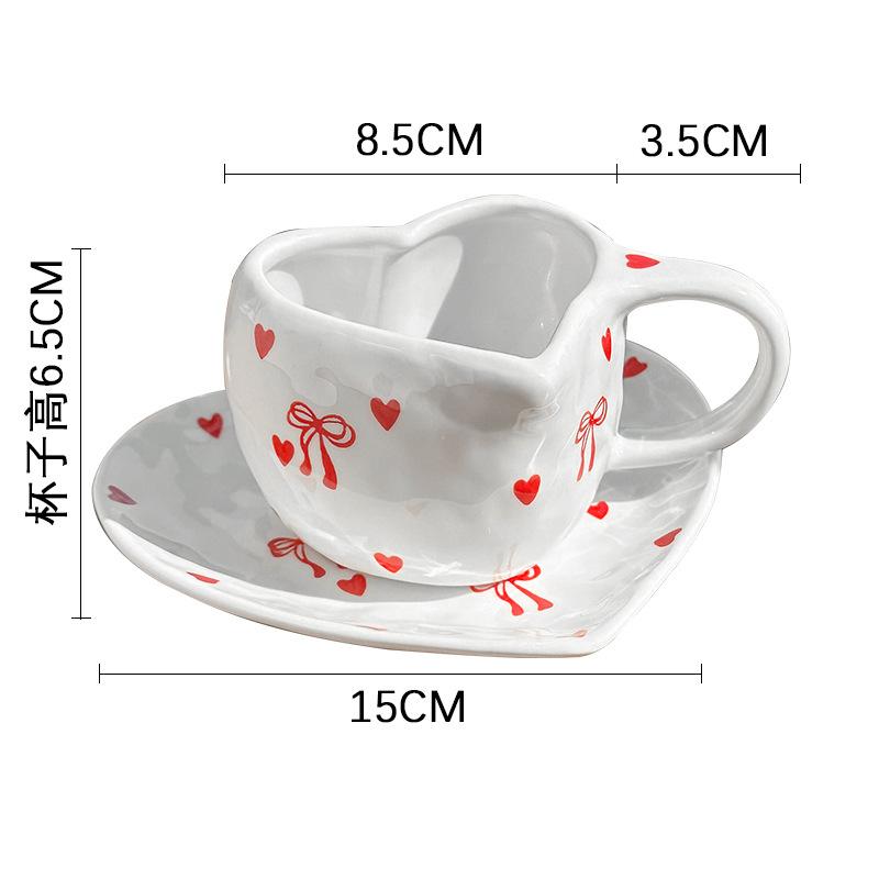 European Ceramic Coffee Mug and Saucer Hand-shaped Heart Cherry Breakfast Milk Mug English Afternoon Tea Flower Tea Coffee Cup