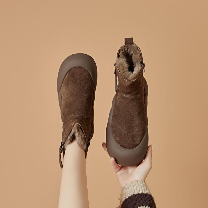 Snow boots women's fleece and thicker, winter non-slip warm short boots women's sub-zero cotton shoes