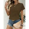 European and American New Fashion round Neck Hollow out Short sleeve round Neck T-shirt Top Women Women's T-shirt Top
