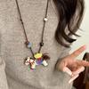 High-End Wooden Bead & Resin Horse Necklace - Luxurious Sweater Chain with Unique Design