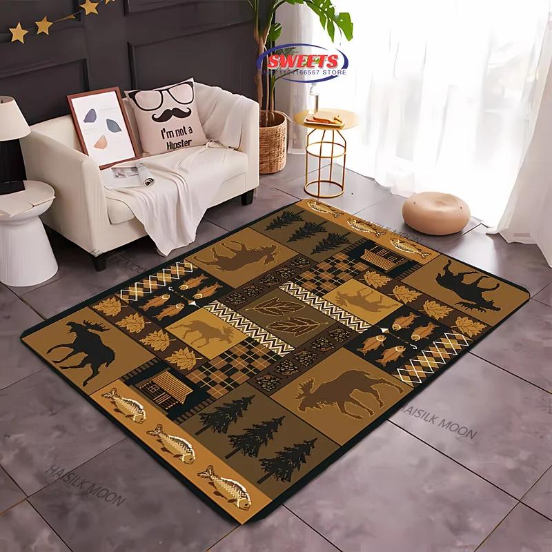 1PC Nordic Animal Bear Theme Print Carpet Living Room Bedroom Sofa Office Large Area Decoration Mat Children's Game Carpet