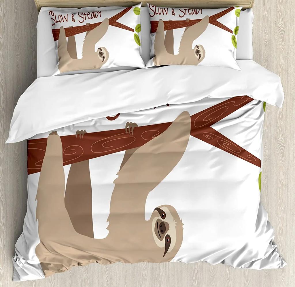3pcs Bedding Set Cute Animal Sloth Home Textile Duvet Cover Pillow Case Boy Kid Teen Girl Bedding Covers Set