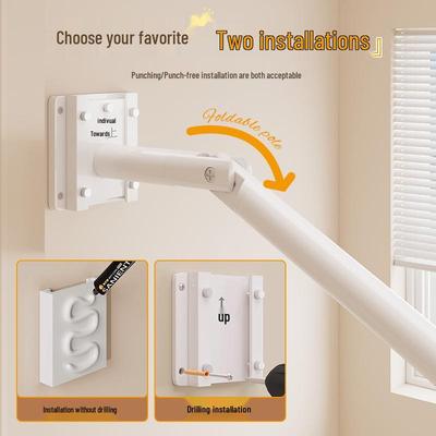 Telescopic Rod Set with Durable Linen-Like Shower Curtain for Bathroom Space Optimization
