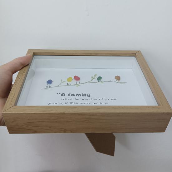 Handmade Sea Glass Decoration with Wooden Frame Rainbow Bird Family Seaglass Wall Art Decoration Framed Sea Glass Friendship Artwork Ornament