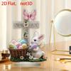 2D Flat Boho Style Acrylic Easter Cross Decor, Butterfly, White Rabbit & Egg Basket, Suitable for Wall Decoration, Porch, Room, Villa, Accents Home, H