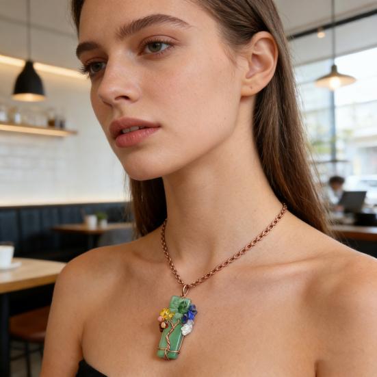 Collar de Cristal Curativo Colgante Prisma de Piedra Preciosa Collar de Piedras Naturales Coloridas Collar de Árbol de Cristal Regalo de Energía Espiritual para Hombres Mujeres