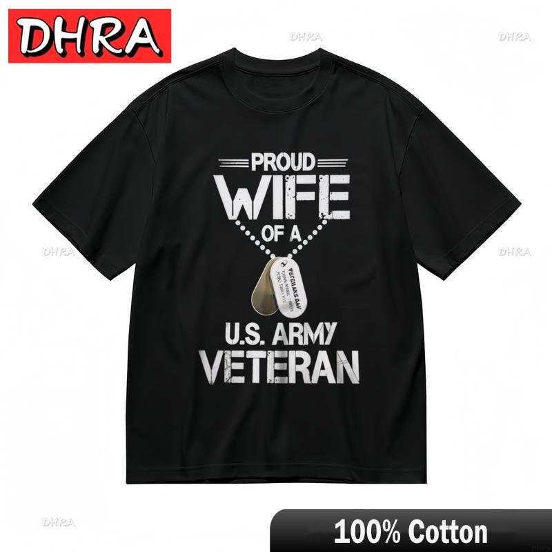 Womens Breathable Classic TShirt Proud Wife of Army Veteran Graphic Tee Ropa Hombre Shirts Korean for Outdoor Activities Boys S