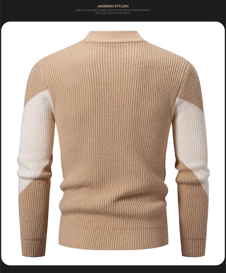 Men's Winter Thick Knit Color-Block Patchwork Sweater