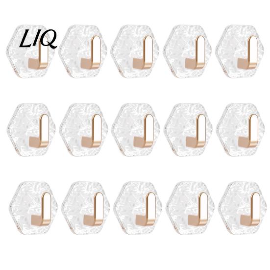 Home Organization Hooks Acrylic Adhesive Hooks, Hexagonal Wave Shape, No Drilling Easy Hexagon Installation Hook, Modern Style Clear for Bathroom
