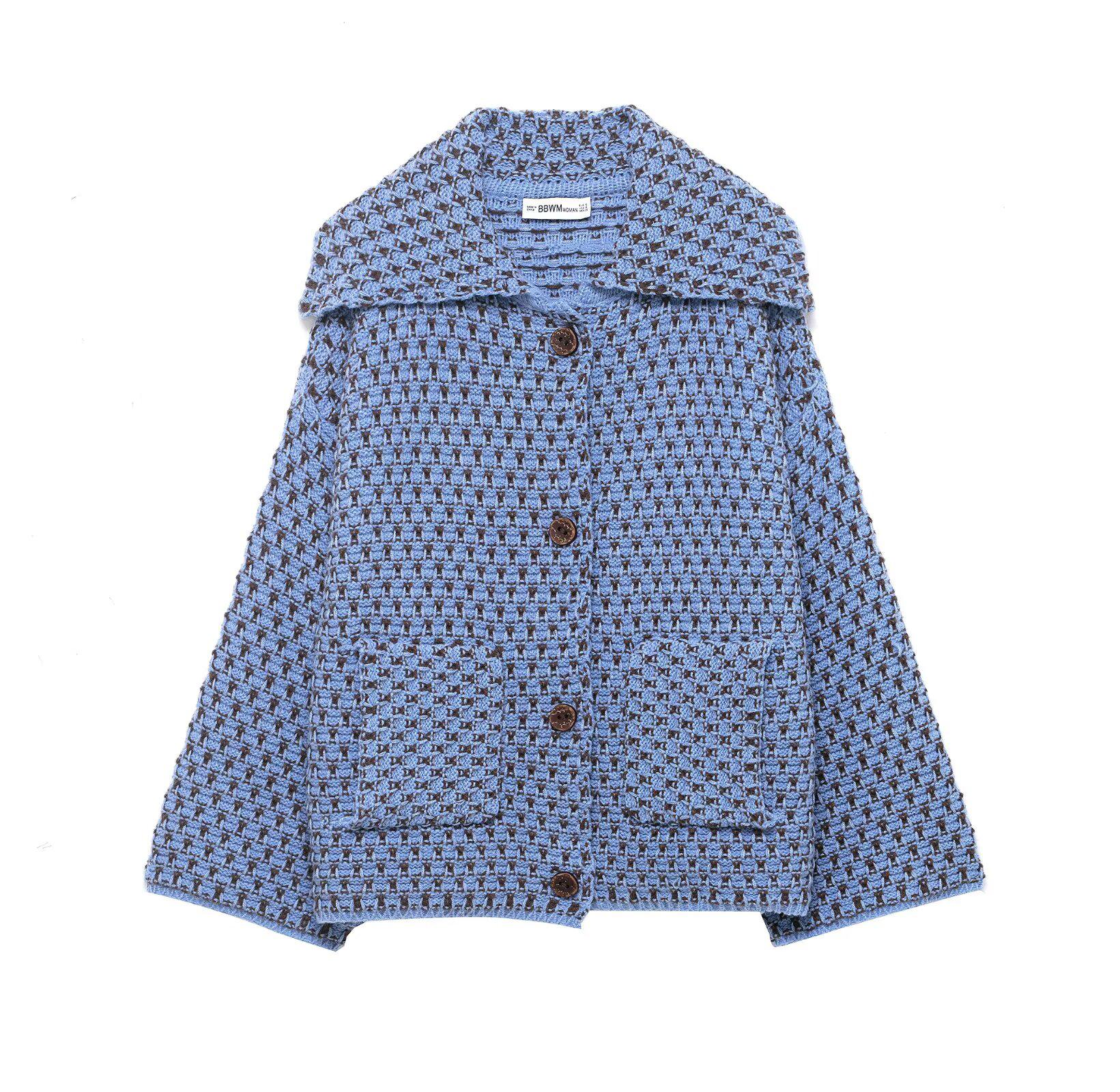 

Korean Style Women s Autumn and Winter New Loose and Slimming Casual Knitted Cardigan Temperament Jacket L синій