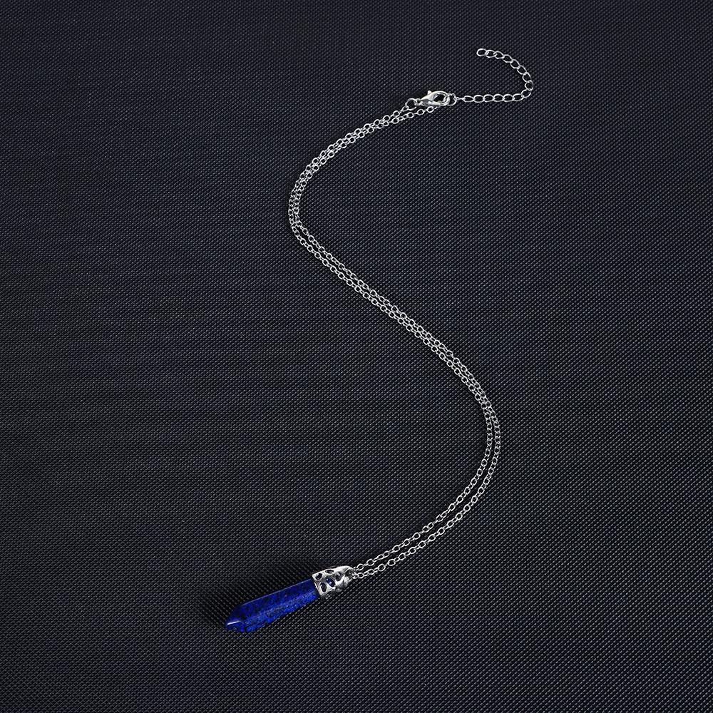 Amulet Energy Healing Stone Necklace Hexagonal Crystal Necklace Rose Quartz Natural Stone Pendant