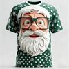 Zábavné pánské sportovní tričko s 3D potiskem Santa Clause, ležérní volné pouliční vánoční párty Harajuku kreslené roztomilé oblečení s krátkým rukávem top
