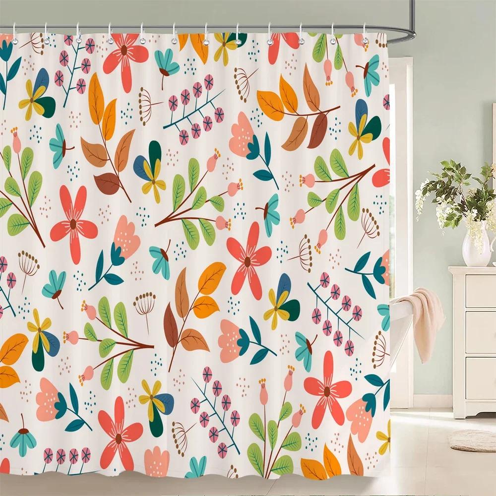 

3D Flower Plant Blossom Lavender Shower Curtains Bathroom Curtain Frabic Waterproof Polyester Bath Curtain With Hooks 240*180 W90xH180cm