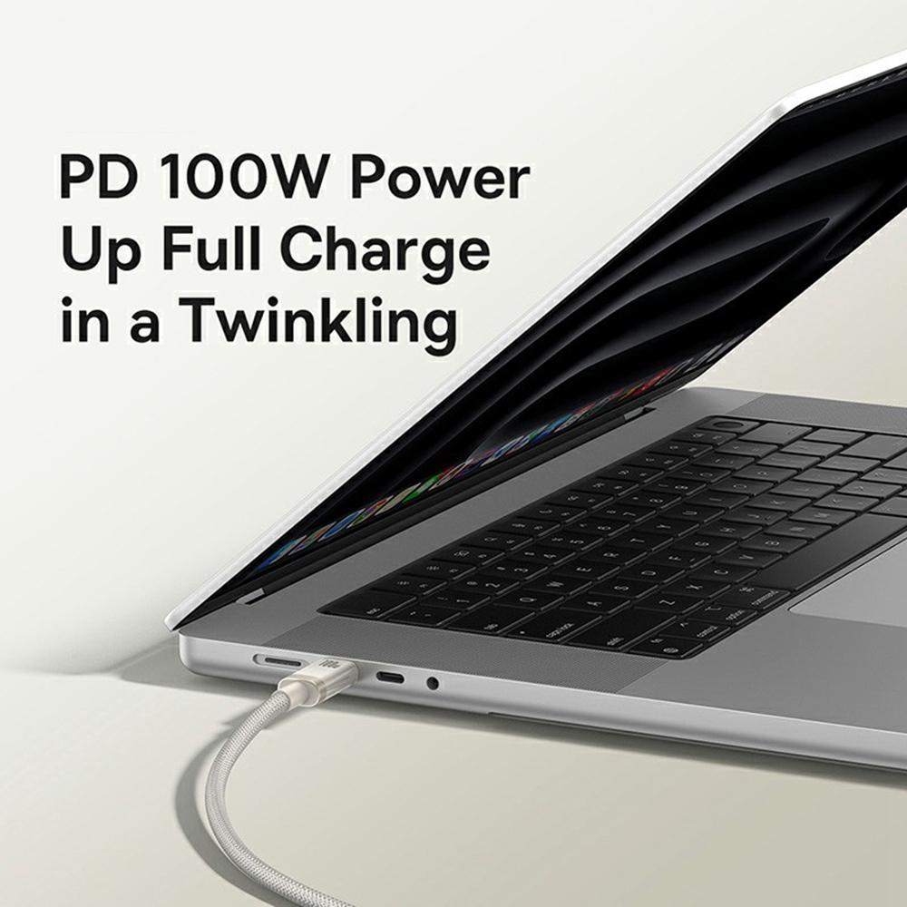 BASEUS 1m Titanium Alloy Fast Charging Cable USB-C to USB-C 100W Nylon Braided Wire