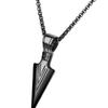 Men Arrowhead Necklace Stainless Steel Vintage Fashionable Polished Finish Unique Pendant Necklace Black
