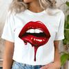Casual Tee Shirt Lady Clothes Top Short Sleeve Casual Fashion Tshirt Summer Female T Women LIPS BLOOD Graphic T-shirts Clothing