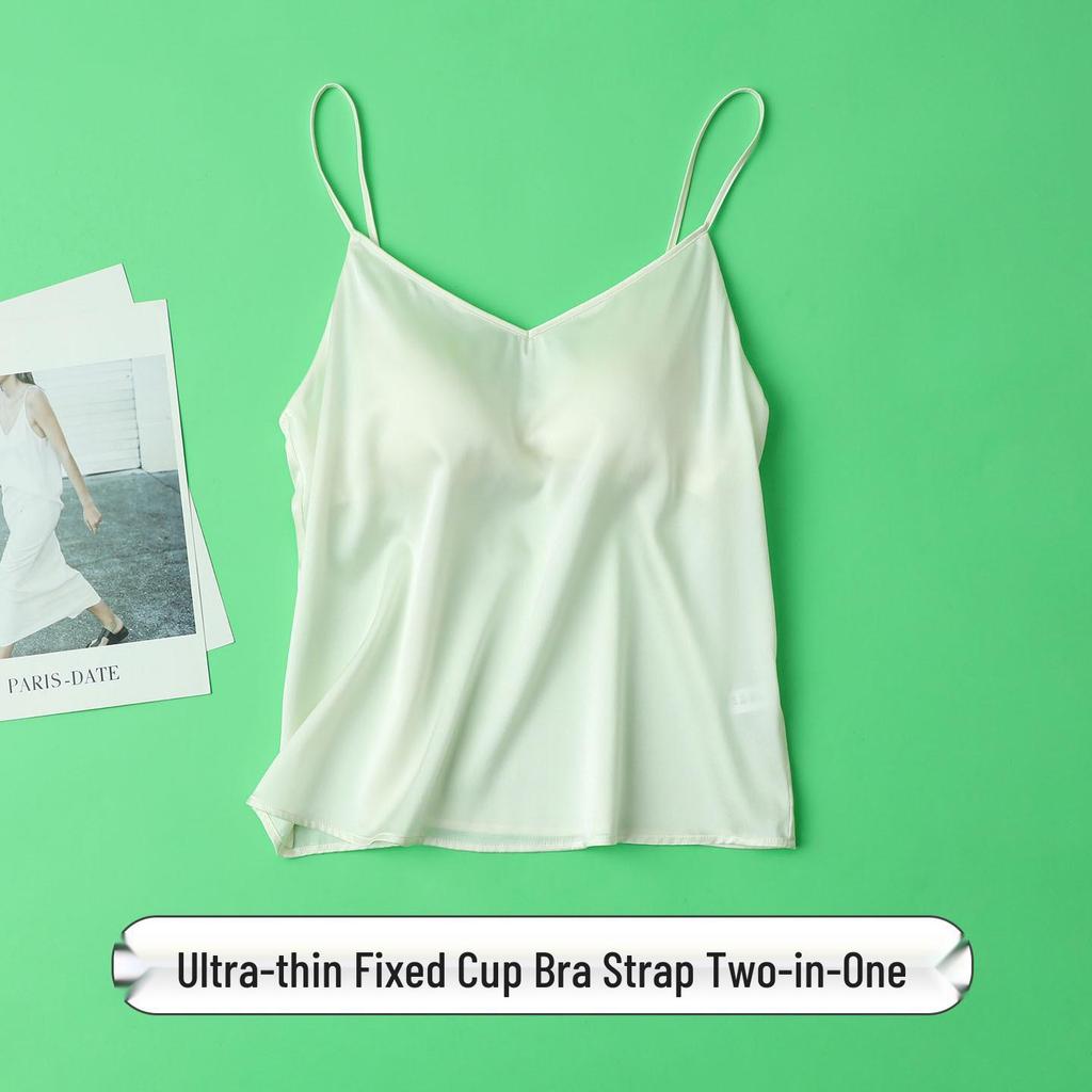 19 Momme Mulberry Silk V-Neck No-Bra Camisole Tank Top for Women - Thin Summer Base Layer
