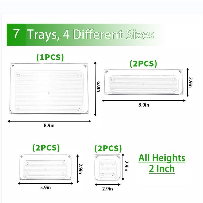 Drawer Compartment Storage Box Combination Set, Transparent Plastic Dresser Sundries Tray, Household Multi-functional Sorting Box